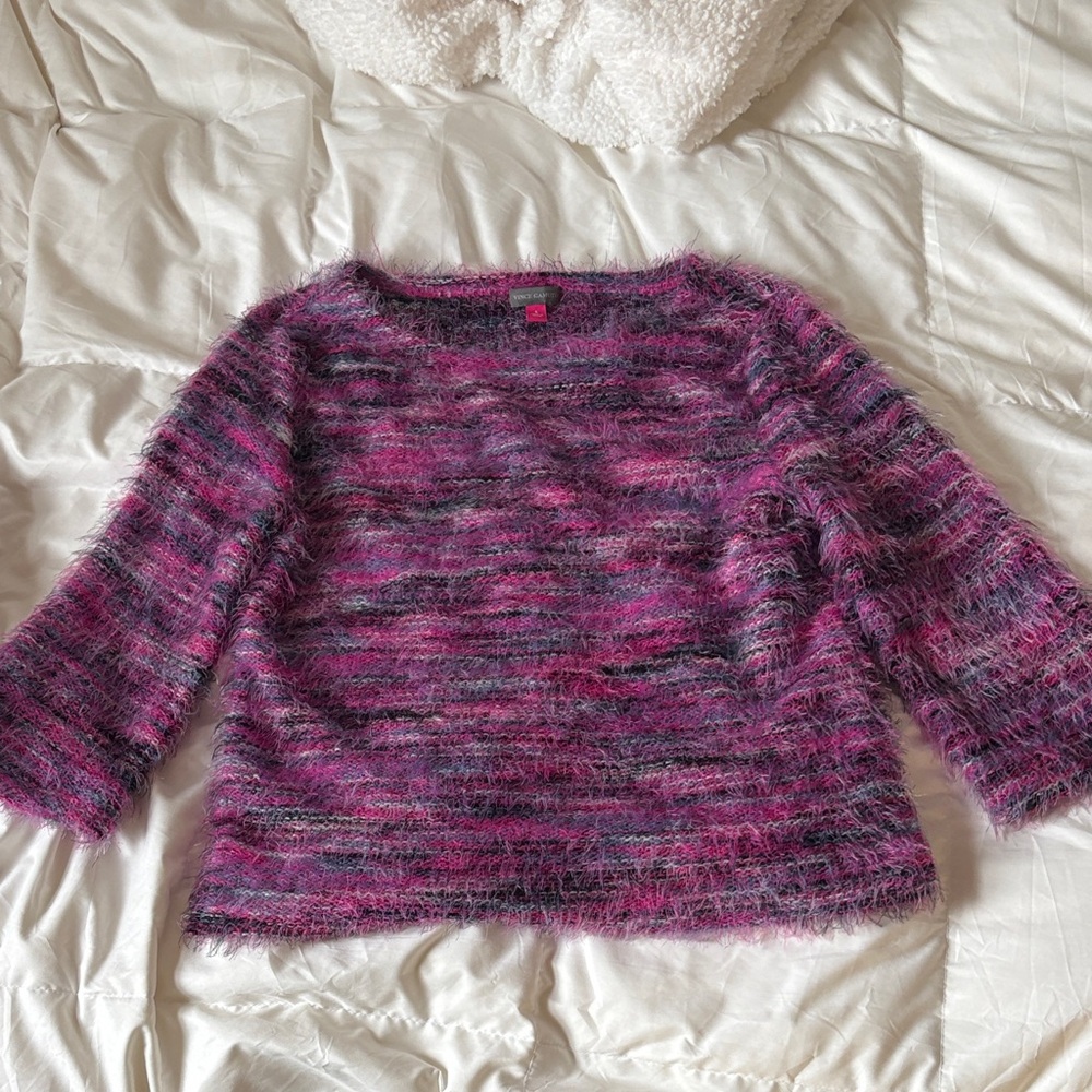 Vince Camuto Textured Pink and Black Sweater